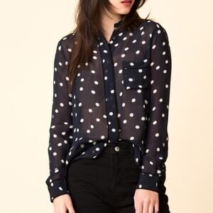 Ganni Navy Polka Dot Blouse